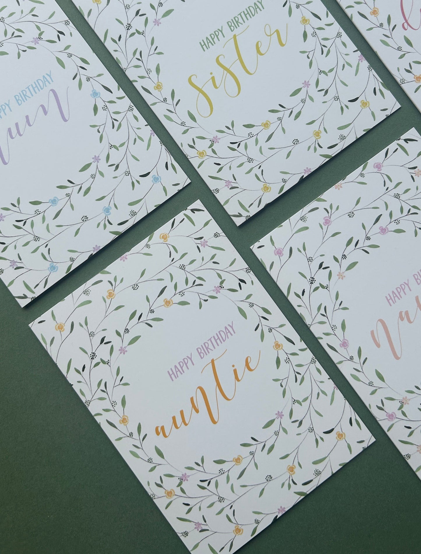 Floral Wreath Birthday card for Auntie