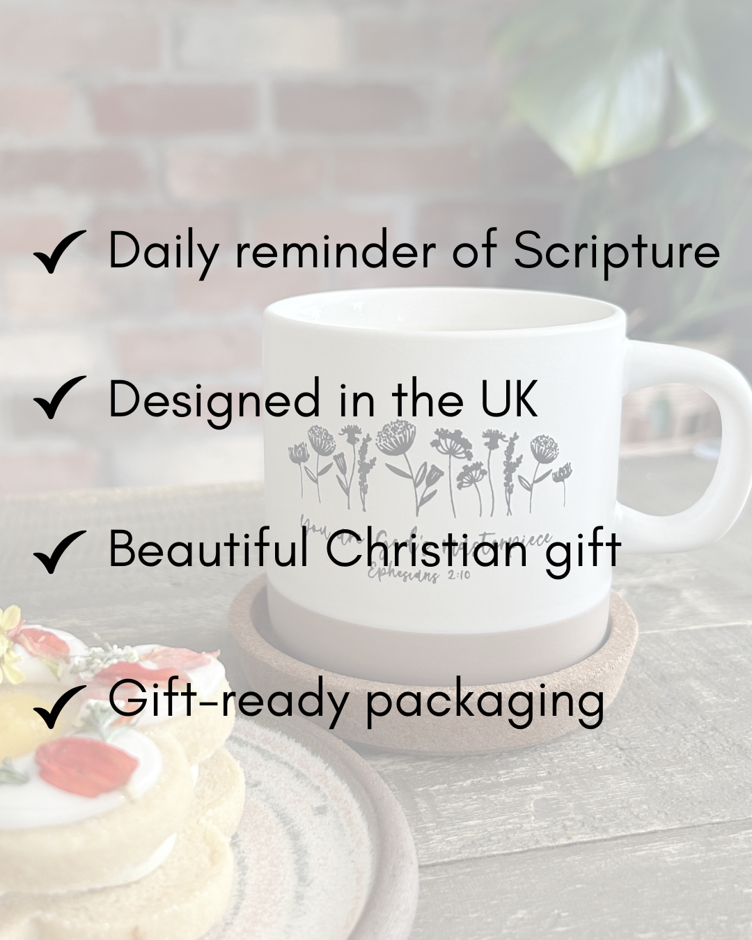 Ephesians 2:10 Christian Mug | You Are God's Masterpiece | Floral Bible Verse Coffee Mug | Christian Gift for Women | Encouragement Gift