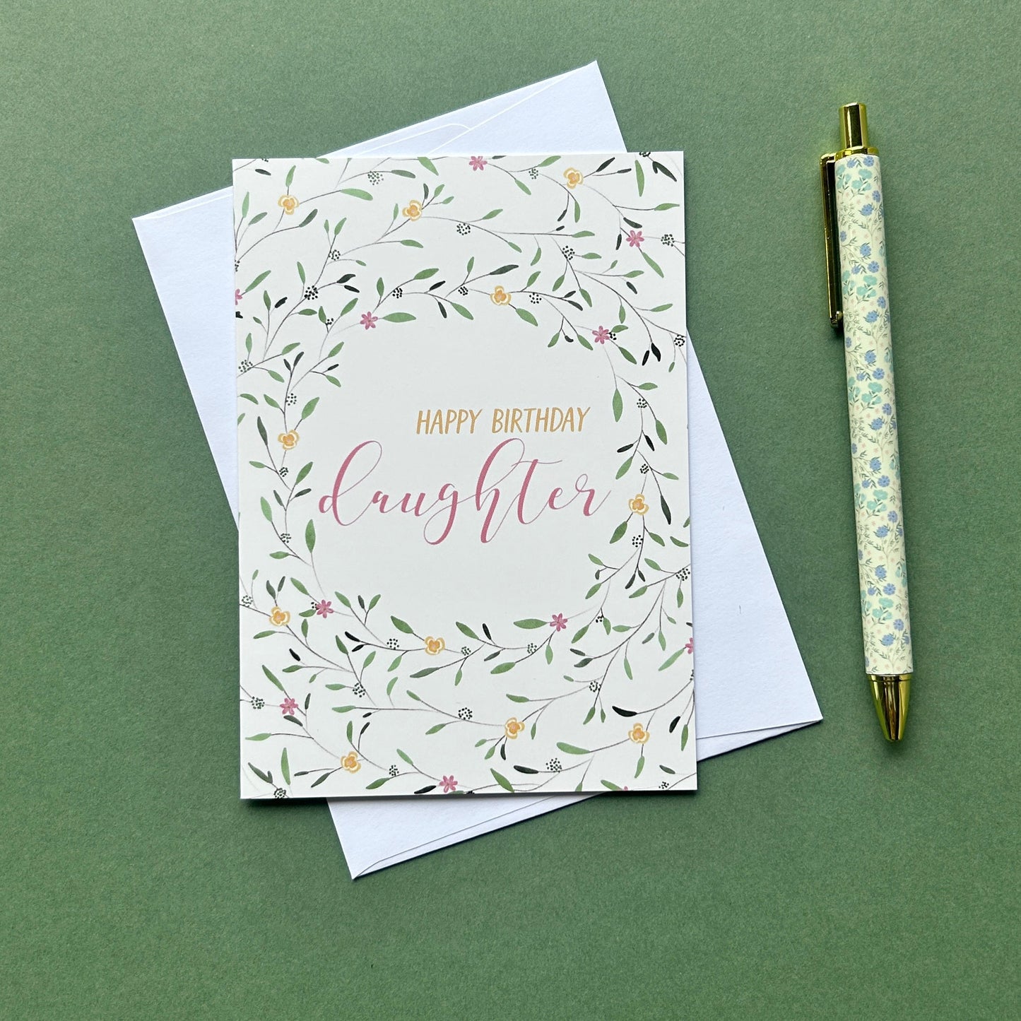 Floral Wreath Birthday card for Daughter
