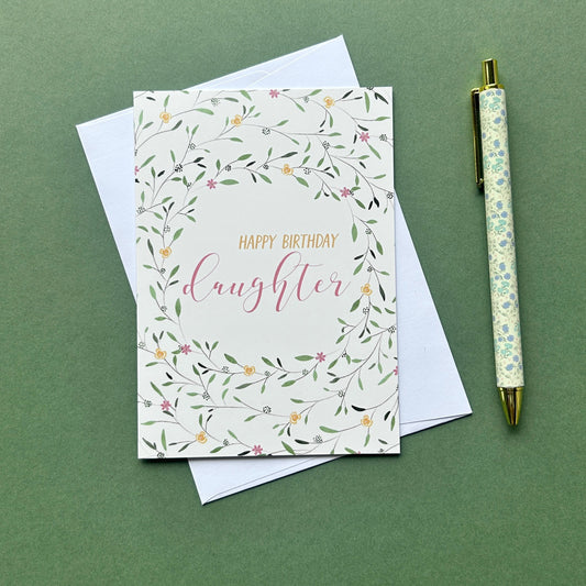 Floral Wreath Birthday card for Daughter