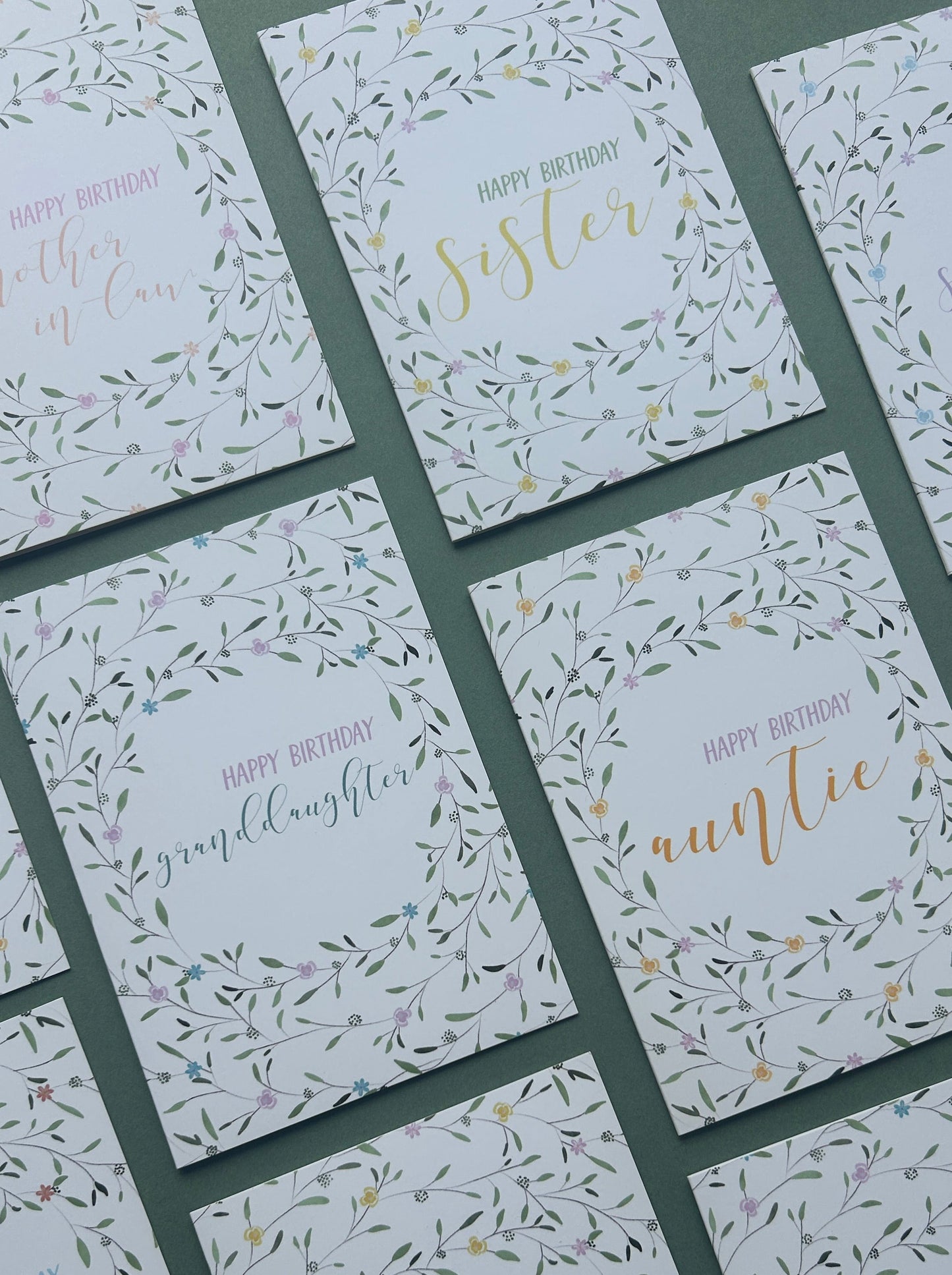 Floral Wreath Birthday card for Granddaughter