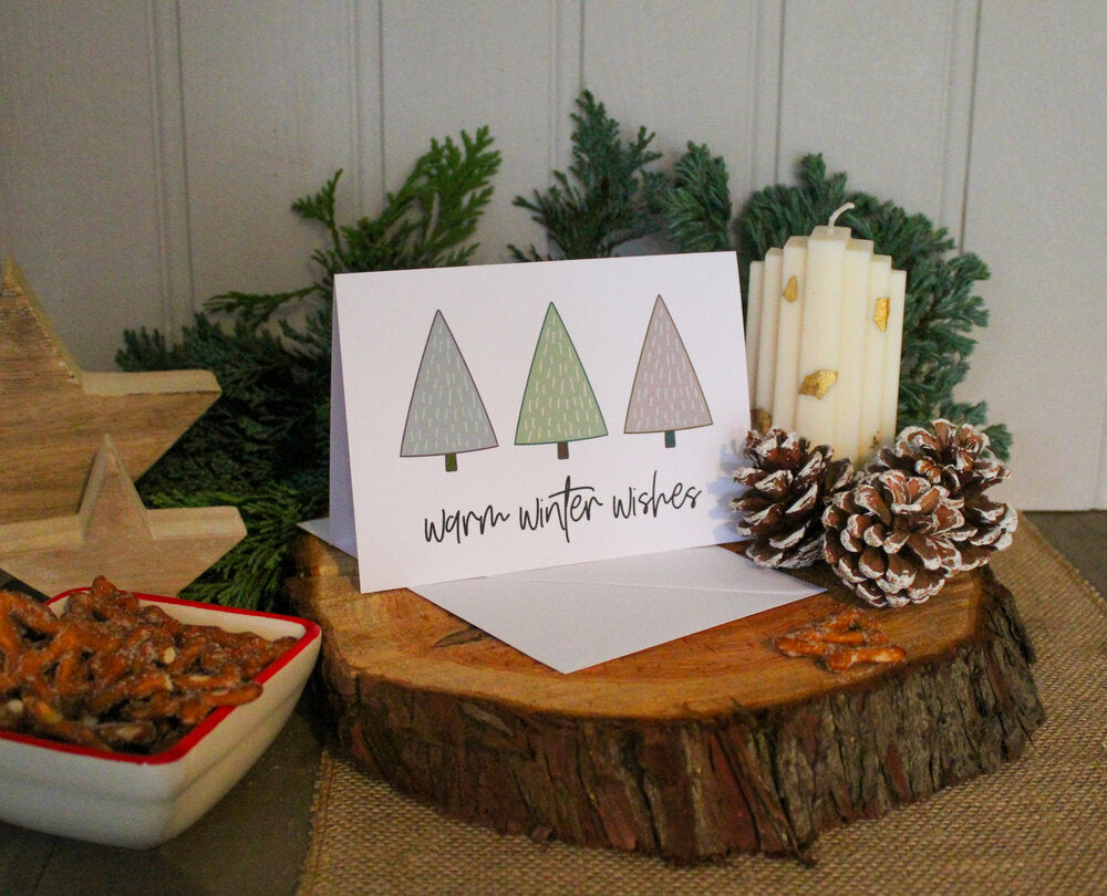 WARM WINTER WISHES CHRISTMAS TREE CHRISTMAS CARD GREETING CARD