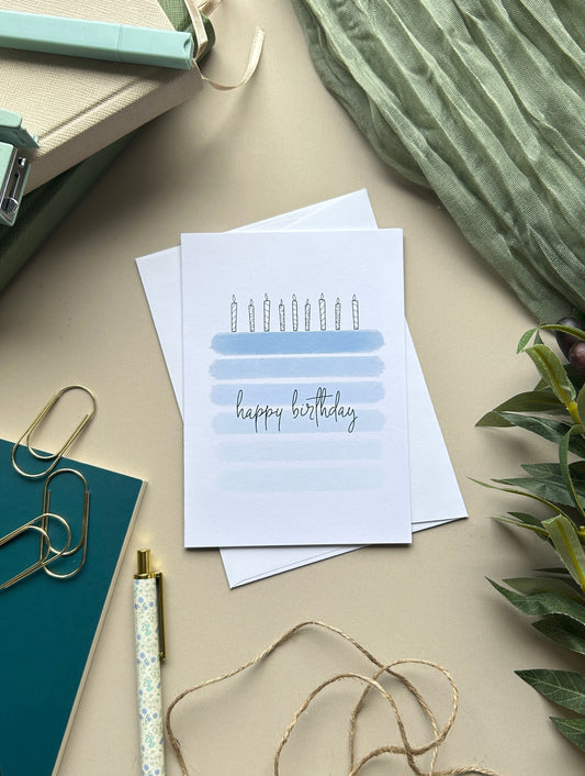 Blue Birthday cake card