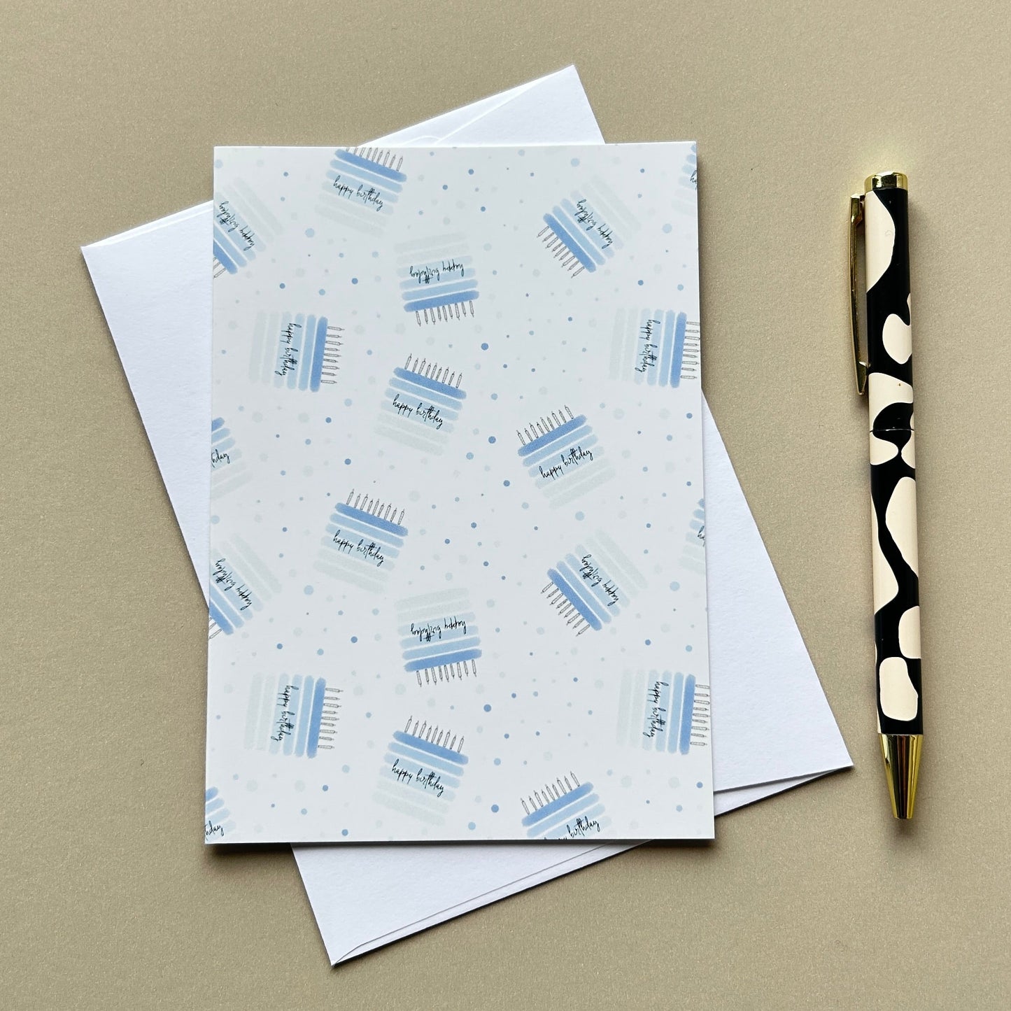 Blue Birthday cake pattern card