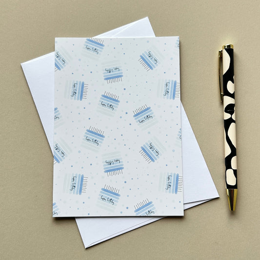 Blue Birthday cake pattern card