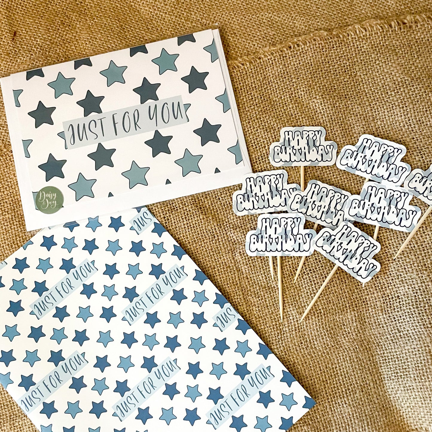 Just for you Blue Stars Wrapping Paper