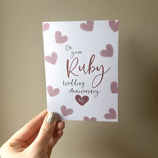 Ruby Wedding Anniversary card (40 years)