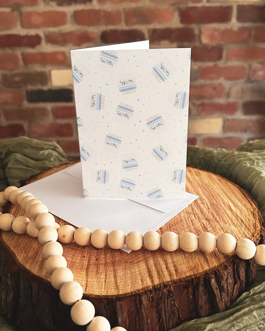 blue birthday cake card