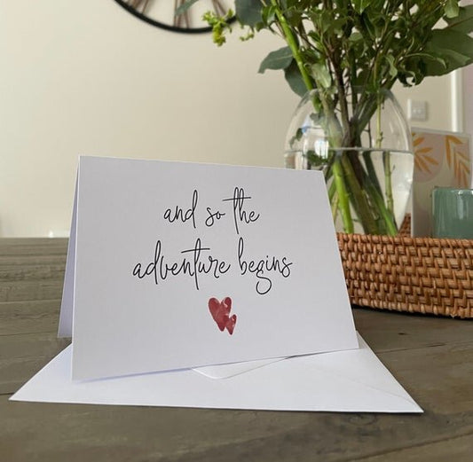 And so the adventure begins celebration card