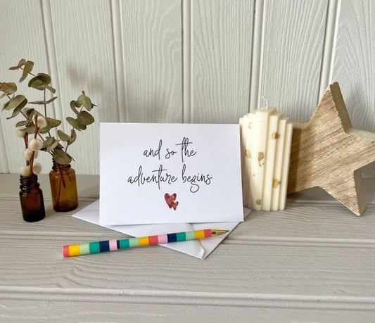 And so the adventure begins celebration card