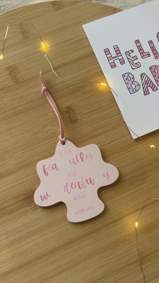 Psalm 139v14 PINK Hanging Decoration