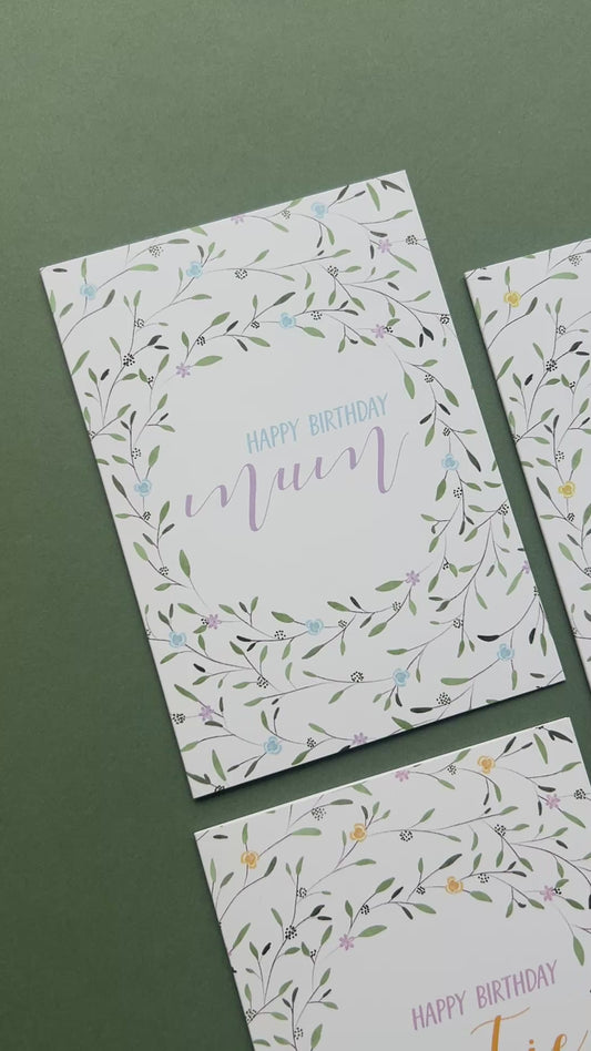 Floral Wreath Birthday card for Auntie